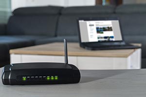 wifi router and laptop